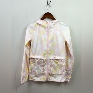 Ivivva Lululemon girls pale pink yellow lightweight rain jacket windbreaker 14
